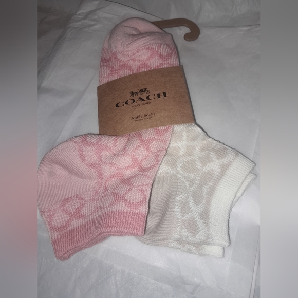Coach Other - New COACH Ankle Socks In Blossom 🌸 Pink and Chalk Colors  NWT